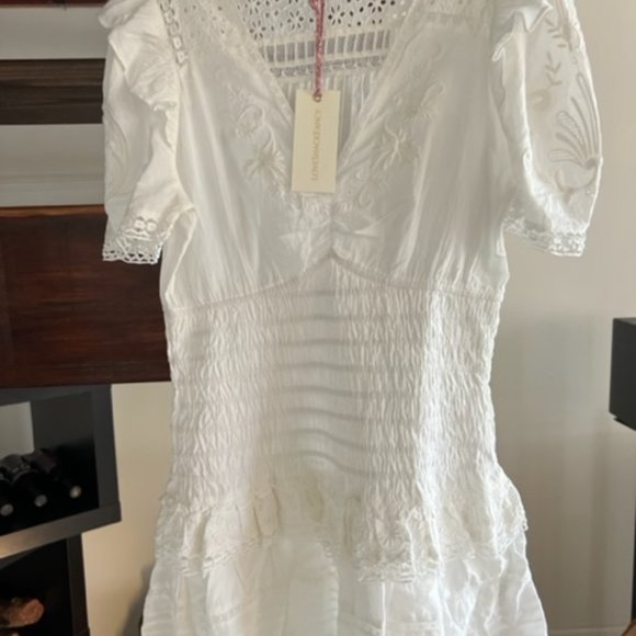 LoveShackFancy Rena Embroidered Ruffle Mini Dress - Picture 6 of 12